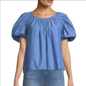 JOIE | Blue Lirona Puff Sleeve Cotton Top I266